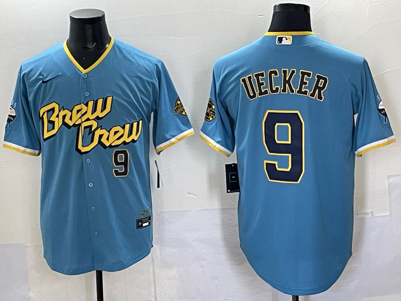 Men Milwaukee Brewers #9 Uecker  blue Nike MLB 2025 Jersey 002->milwaukee brewers->MLB Jersey